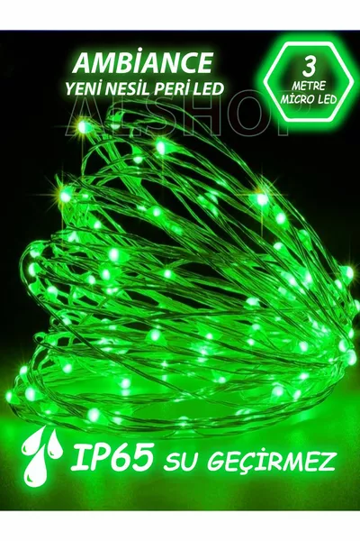 Новое поколение 3 метра -светодиодная зелёная гирлянда с фонариками