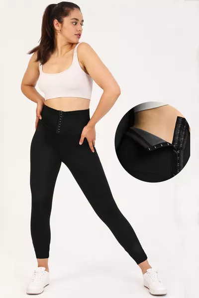 Thermische sauna legging met hoge taille en ritssluiting