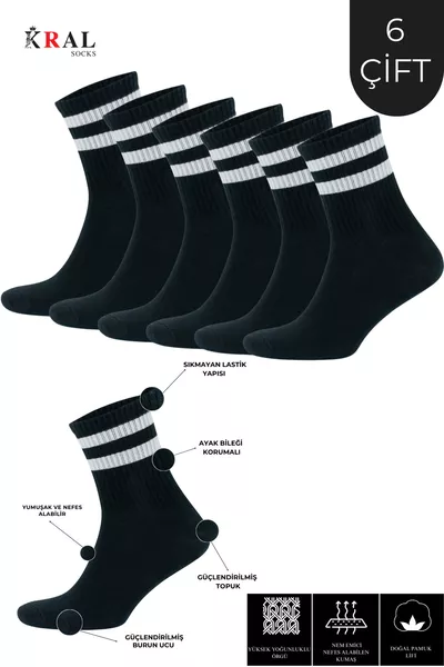 جوارب تنس كوليج مخططة للرجال والنساء (6 أزواج) قطنية لا تسبب التعرق