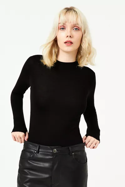 Women's Black Blouse with Finger Detail