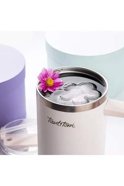 -MOVE Beige Stainless Steel Thermos Cup with Pipe 1.2L