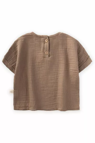 تي شيرت عضوي مثلث قطعة ذراع بات شاش 1-8 سنوات بيج غامق