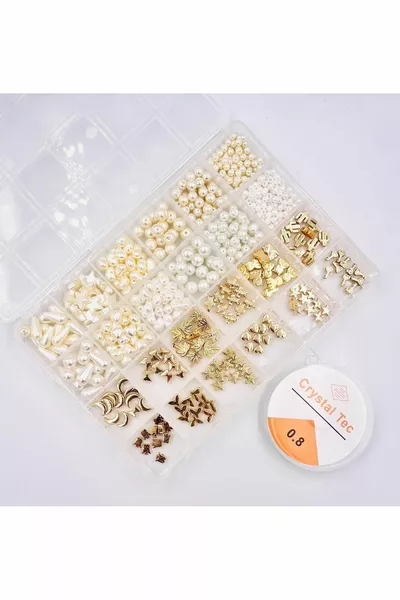 Хоби комплект за мъниста, не потъмнява, с инструменти и за направата на бижута с перли