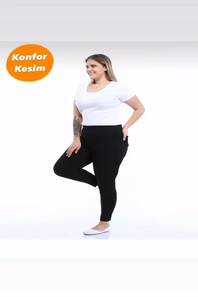 Pantalon en jean legging taille élastique pour femme / Gainant / Coupe confortable / Toutes tailles / Noir foncé