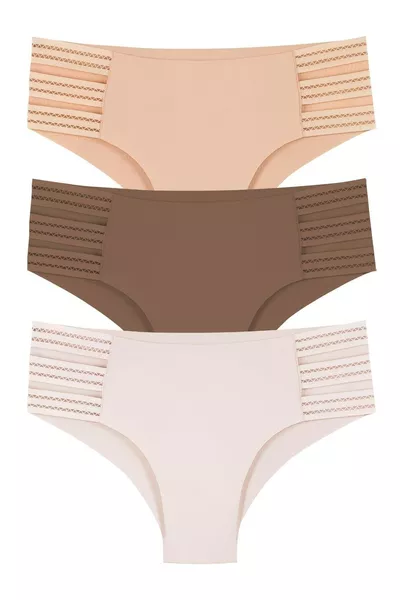Set da 3 Slip Donna Senza Cuciture con Taglio Laser a Vita Bassa -  (TAGLIA COMODA) MODELLO-3
