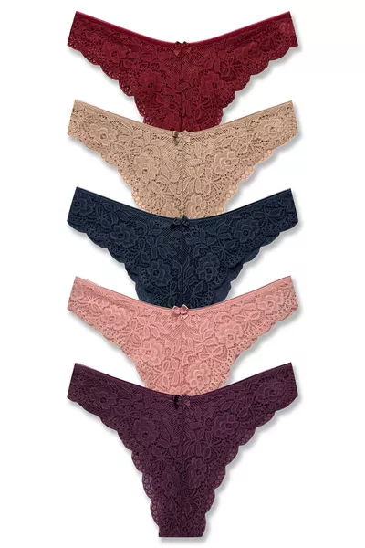 Комплект из 5 кружевных трусиков-слипов