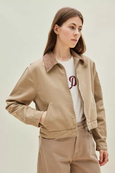 Veste en coton Regular Fit avec col contrastant et poches SP