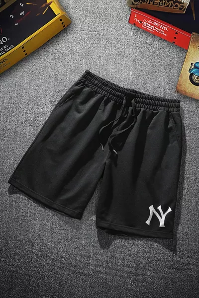 Short noir en lycra pour homme imprimé NY New York