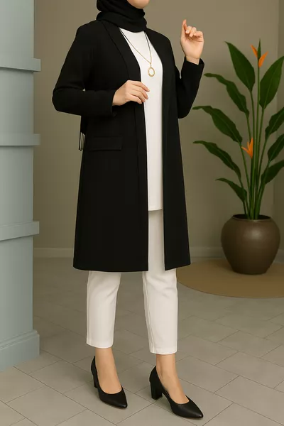 Women's Long Wear-Off Black Jacket