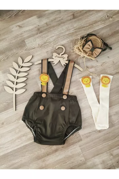 Tenue de safari salopette kaki pour l'anniversaire d'un bébé garçon