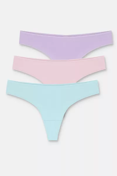 3 Slip Brasiliani in Cotone - VERDE LILLA ROSA