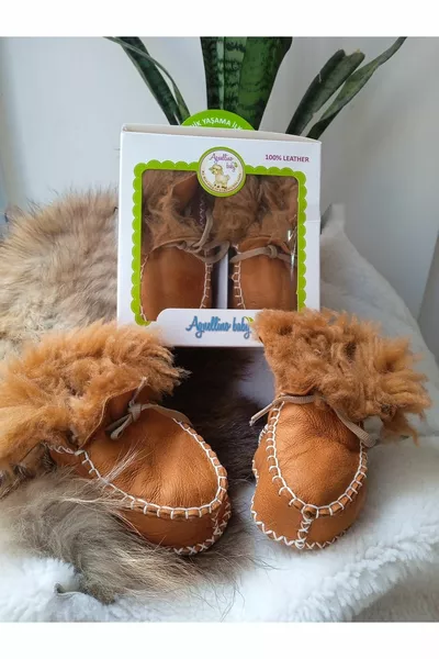 Baby Booties Fur Genuine Lambskin