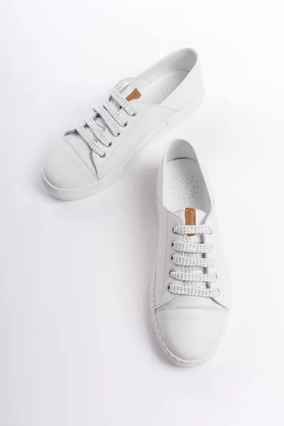 HAKİKİ DERİ BEYAZ ANATOMİK COMFORT TABAN SPOR GÜNLÜK KADIN  AYAKKABI  