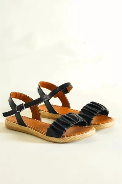 Blanca zwarte damessandalen met trekkoord