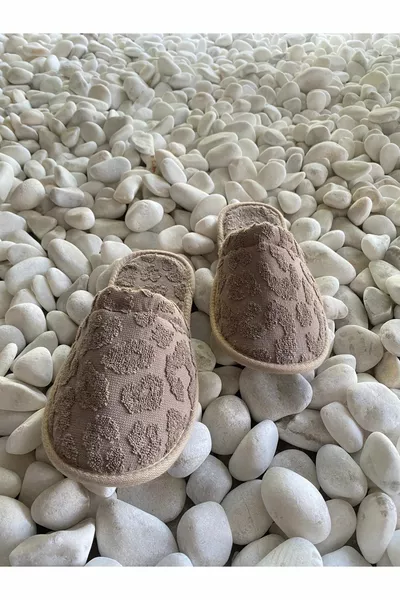 Cotton Jacquard Leopard Print Terry Slippers