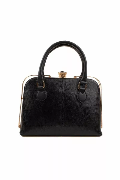 حقيبة سوداء لامعة نسائية كلاسيكية الأكمام