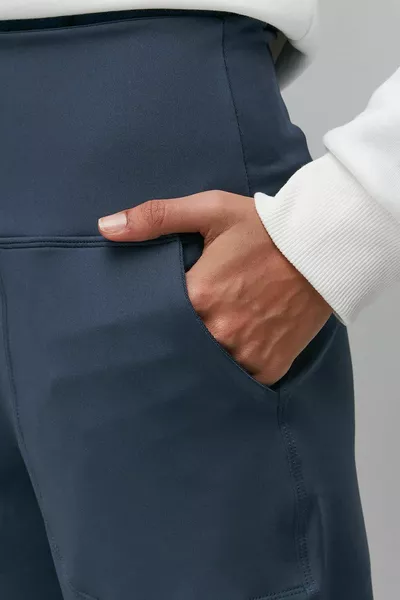 Спортивные брюки с завышенной талией и манжетами для бега  Индиго