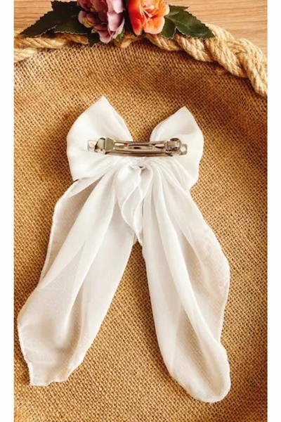 boucle automatique d’arc, fermoir ruban en mousseline de soie blanche