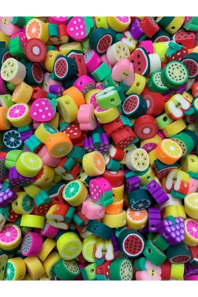  мм полимерная глина Fimo, смешанные фруктовые бусины, для DIY украшений, фигурки фруктов, разделительные бусины ( штук)