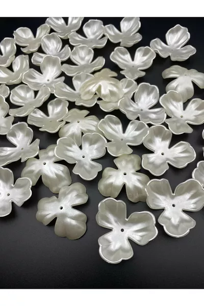  штук больших трехлистных ромашек с жемчужными моделями / роскошное покрытие кремовых жемчужных цветочных бусин