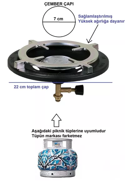 Black and White Camp Stove Reinforced Pan Holder Fish Picnic Gas Cylinder Camping Lid Color 7Cm