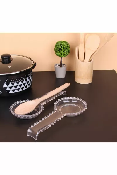 Beaded  cm Crystal Acrylic Spoon Rest Transparent Horizontal Spoon Holder