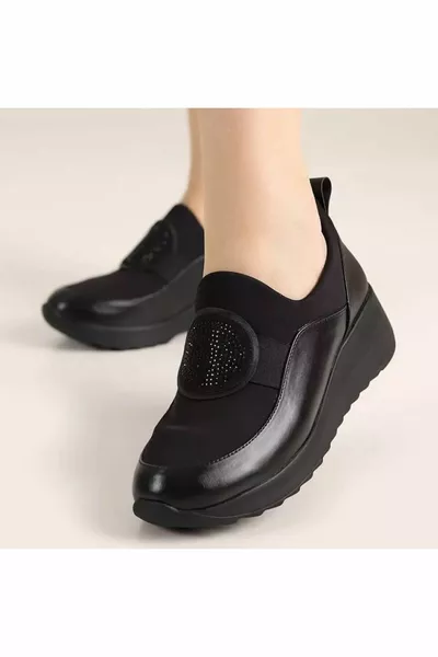 Schwarze Damen Sneakers Weiche Orthopädische Leichte Damenschuhe Vollorthopädische Damenschuhe für Mütter