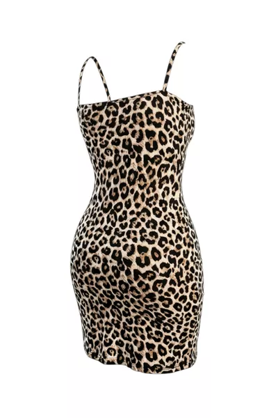 Ensemble de nuit élégant pour femme avec dentelle et nœud, motif léopard et fente