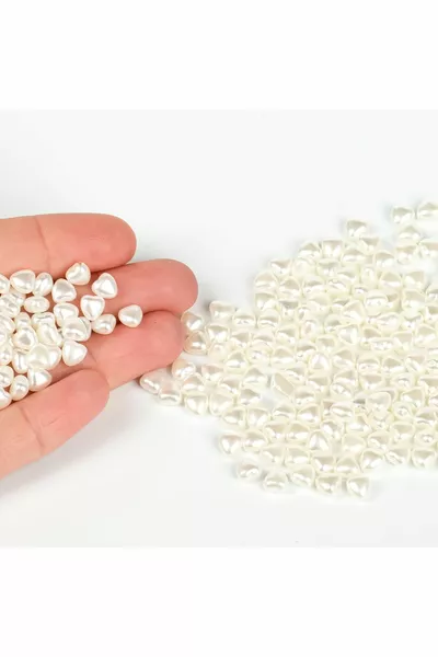  грамм - 6 мм, кремовые сердечные жемчужные бусины, роскошные барочные сердечные жемчужины, ( г - около  штук)