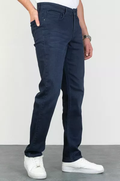 رجالي أزرق كحلي عادي قصة استرخاء بقصة ليكرا دنيم جينز مطاطية 