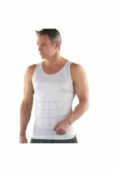 Men's Slim N Lift Shapewear Tank Top Belly Slimming Support White