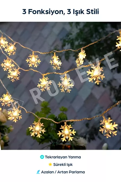 Snowflake LED Light Christmas Decoration Lighting Battery Operated 5 Meter LED Light