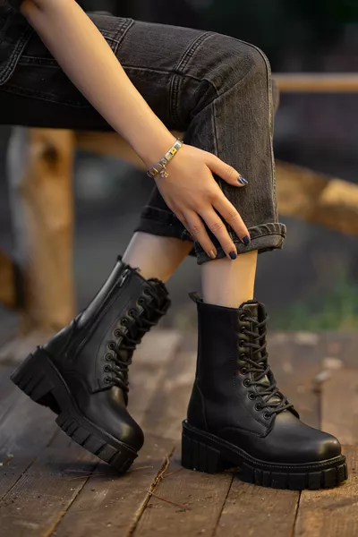 حذاء نسائي يومي مبطن بالفرو مقاوم للماء والبرد