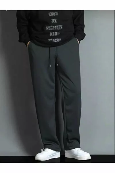 Anthracite Straight Leg Baggy Fit Casual Sweatpants