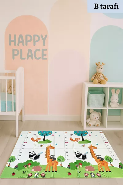 حصيرة لعب قابلة للطي مزدوجة الوجه بنقشة طرق وفواهد فاخرة