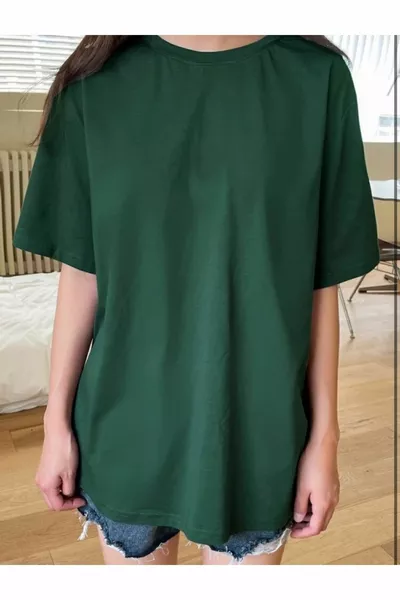 تي شيرت رجالي أسود أساسي من القطن بياقة دائرية