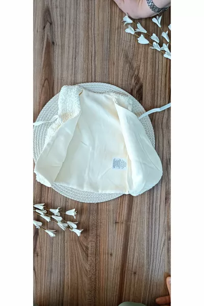 Babyweste aus Welsoft-Stoff, Innenseite aus Baumwolle, vorne mit Schleife, für Mädchen und Jungen, Neugeborene, weiße Weste