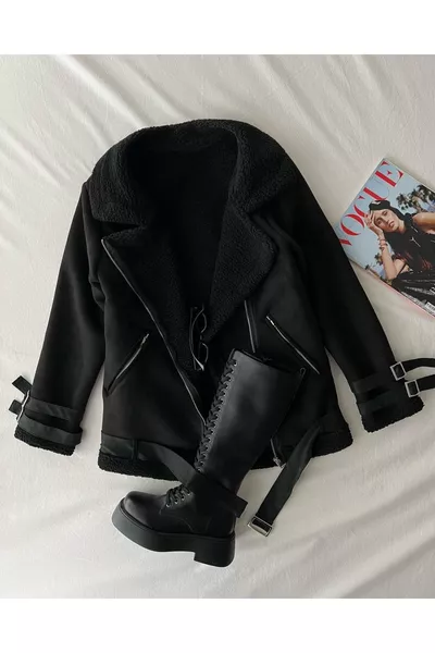 Nouvelle saison Veste en cuir suédé ZR pour femmes avec ceinture rapide