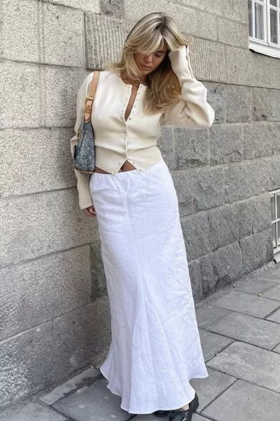 Women's Aria Premium Viscose Soft Ecru Knit Cardigan