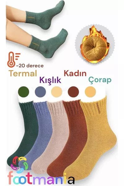 Calze Invernali da Donna 5 Paia Termiche in Spugna Colorate (AD ASSORBIMENTO DI CALORE)