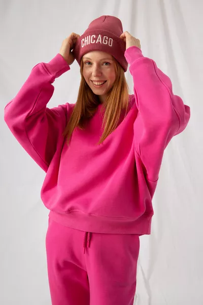 سويت شيرت نسائي أزرق فوشي فضفاض