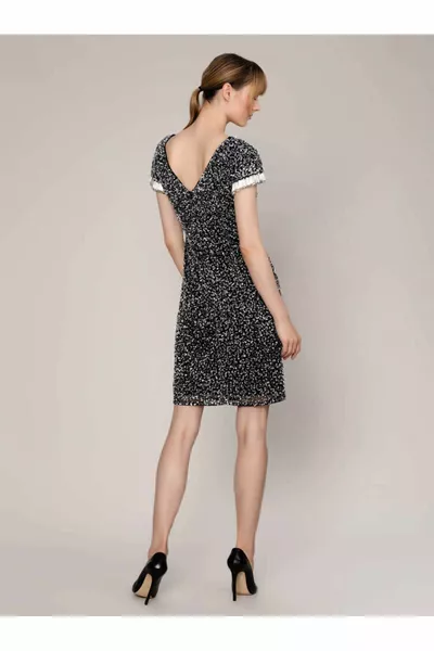 Ръкав подробни камък вечерна рокля черен 