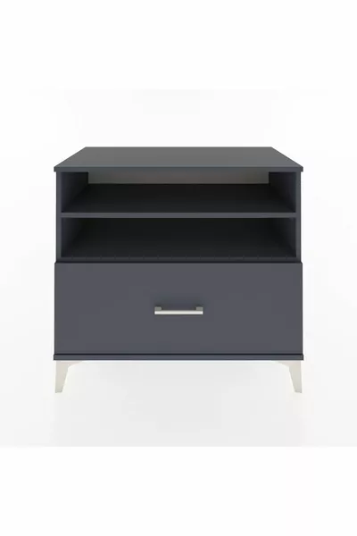 خزانة هايبرينون بدرجين ورفين مفردة باللون الأنثراسيت-أنثراسيت