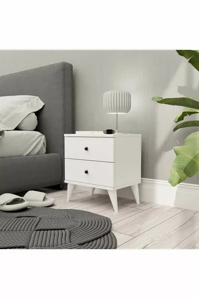 مساند جانبية مونَا 2 درج باللون الأبيض