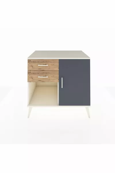 Kronos Dresser Single Shelf with 2 Drawers and 1 Door Moonstone-Anthracite/Pine