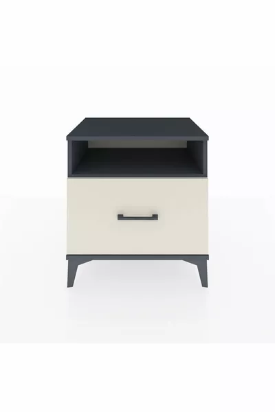Hyperion Nachtkastje met Enkele Plank en Enkele Lade Antraciet-Leisteen