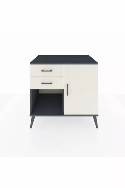 Kronos Şifonyer Tek Raflı 2 Çekmeceli Tek Kapaklı  Antrasit-Aytaşı