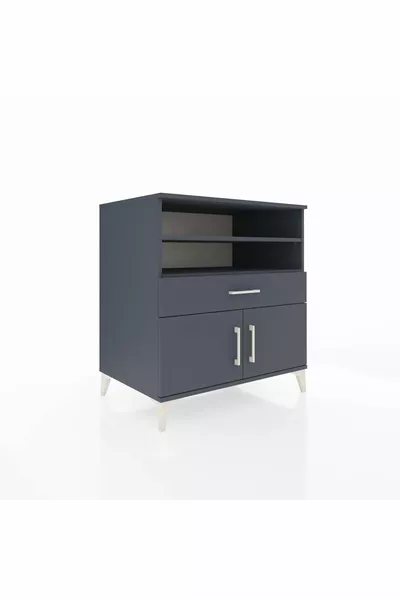 Kronos Şifonyer 3 Raflı Tek Çekmeceli 2 Kapaklı  Antrasit-Antrasit