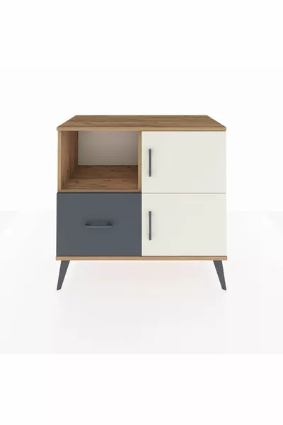Hyperion Dressoir met 2 planken, 1 lade en 2 deuren, dennenhout-ijzersteen/antraciet