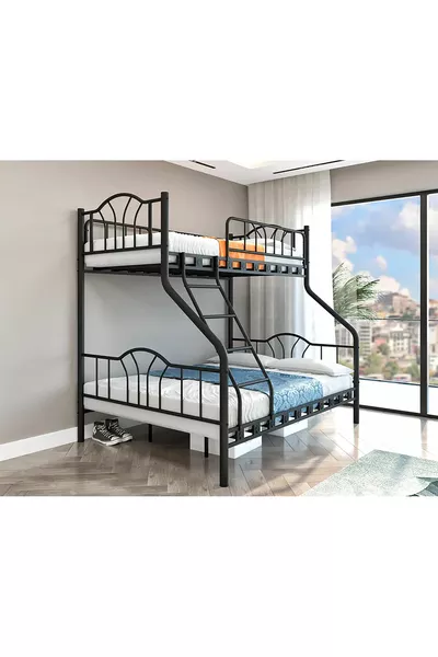 DZGN HOME VOLGA 3-PERSON PARENT 3-BED METAL BUNK BED &